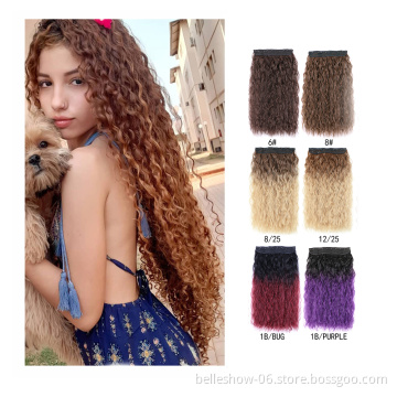 Heat Resistant Synthetic Long Curly Wavy  Cheap 22Inch  5 Clip in Hair Extensions Long Wave Hairpieces for Women